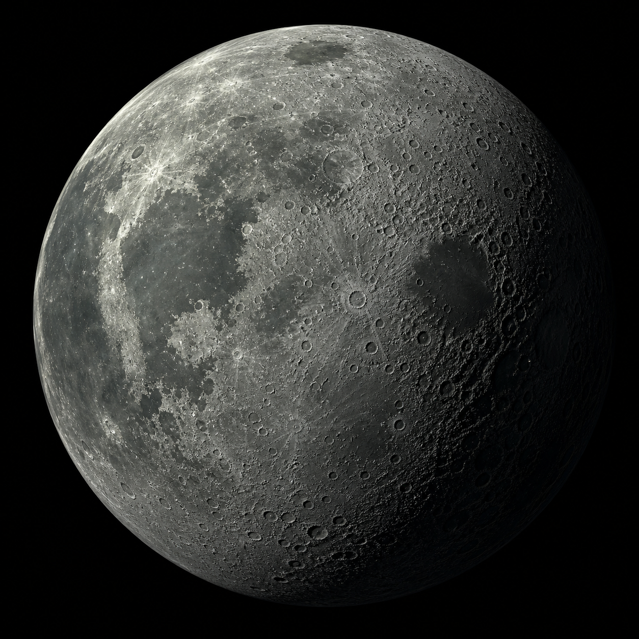 The Moon above a subtle horizon line